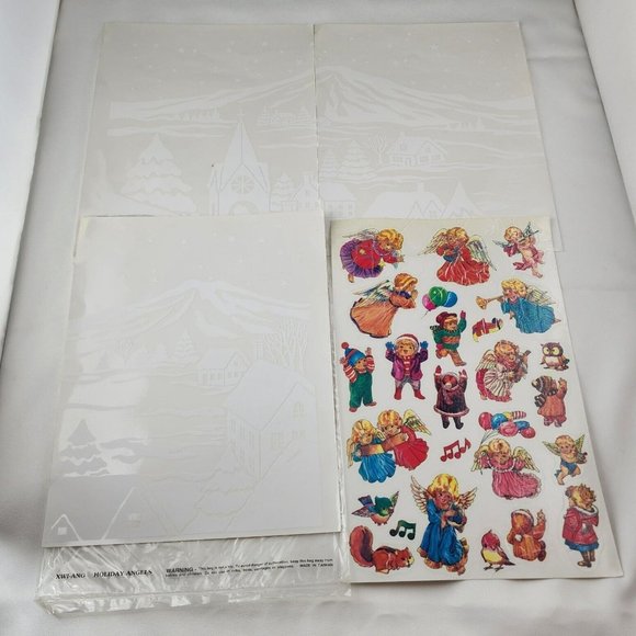 Vintage Christmas Static Cling Window 90s Santa Winter Holiday Decorations Lot - Picture 7 of 8